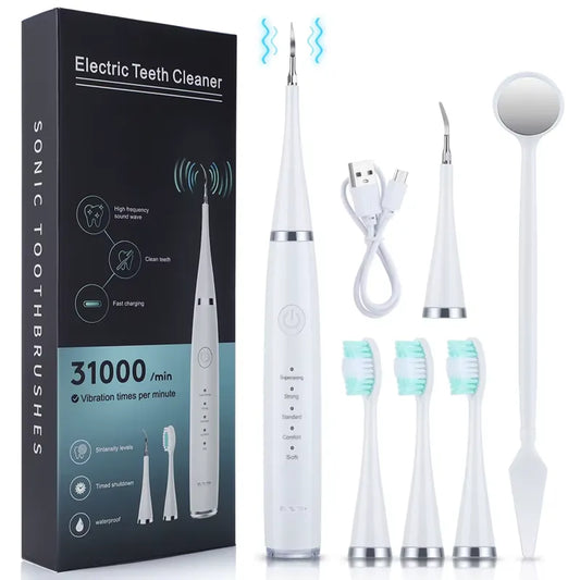 Revolutionize Your Oral Care with the 6-in-1 Ultrasonic Cleaning System: Electric Toothbrush & Tartar Remover Combo