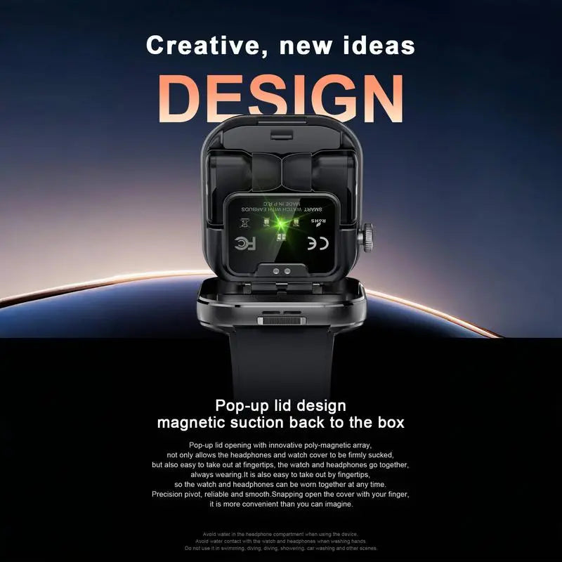 Reloj inteligente 2 en 1 con auriculares inalámbricos integrados – Tecnología y comodidad en tu muñec