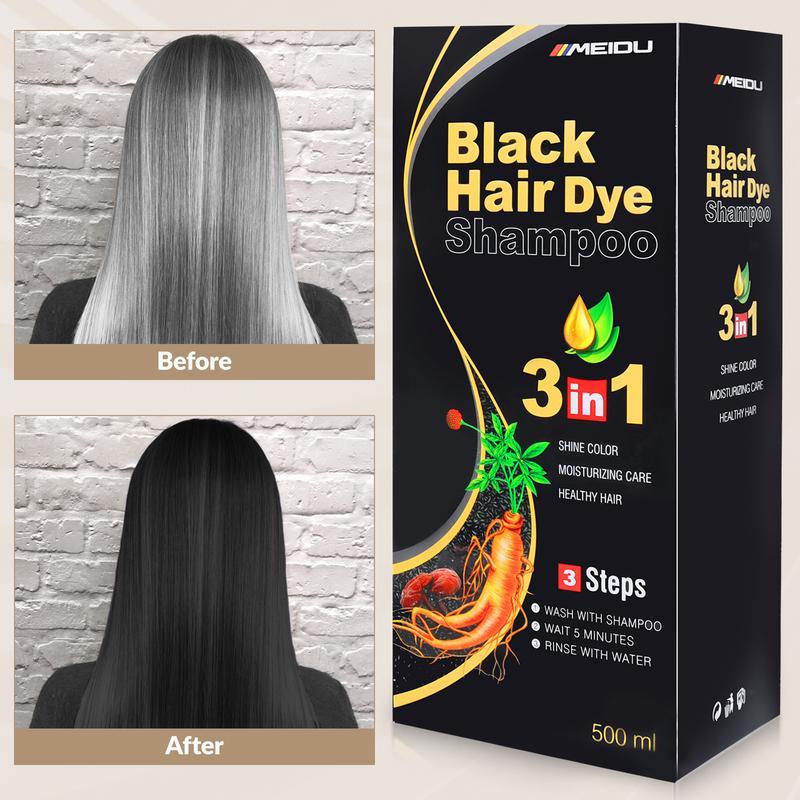 champú de tinte para el cabello negro 3 en 1
