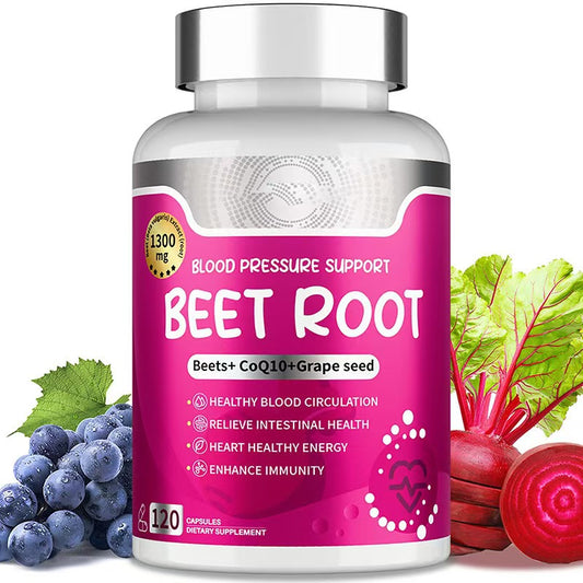 Organic Beetroot Capsules With Coenzyme Q10 Grape Seed 1300 Mg Heart Health Support Beetroot Capsules