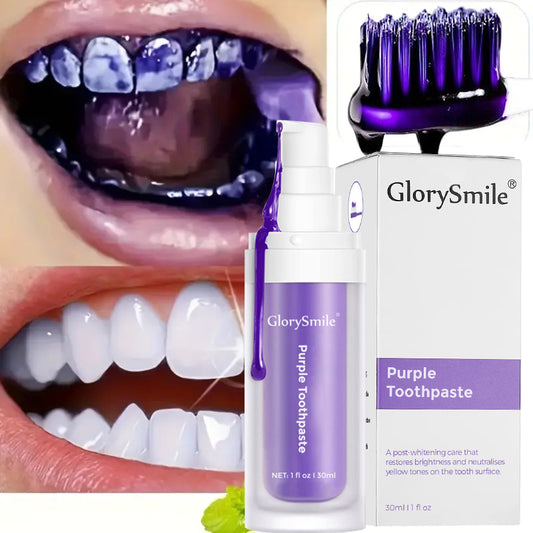 Sonrisa radiante al instante con la pasta violeta GlorySmile