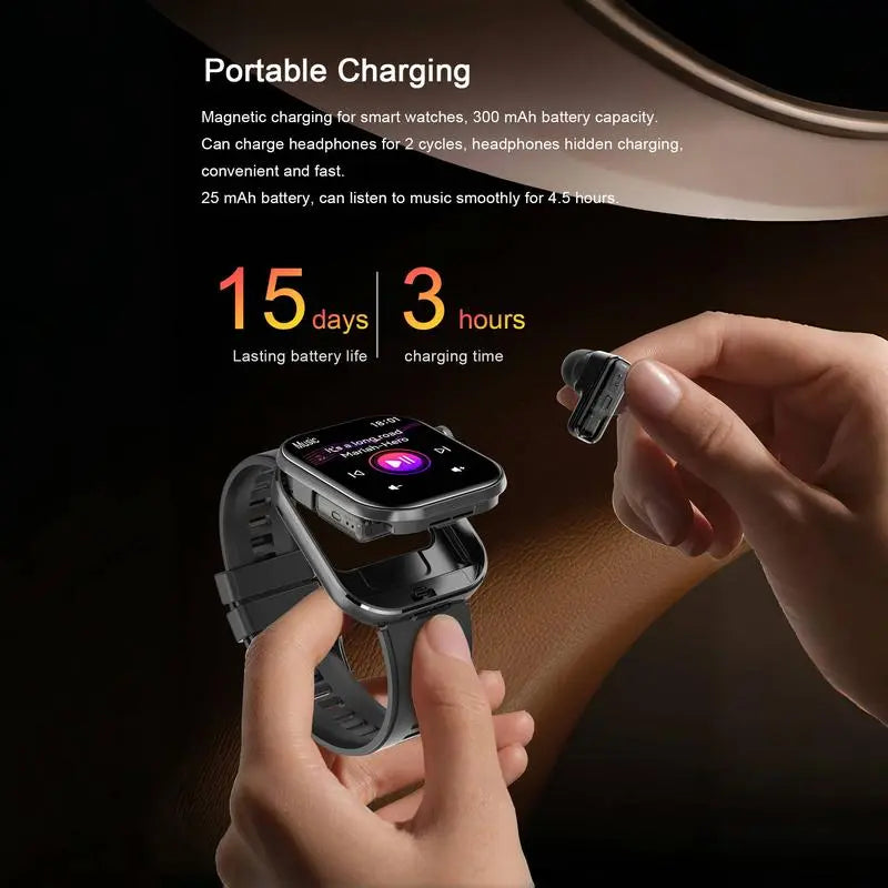 Reloj inteligente 2 en 1 con auriculares inalámbricos integrados – Tecnología y comodidad en tu muñec