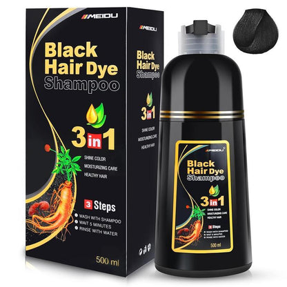 champú de tinte para el cabello negro 3 en 1